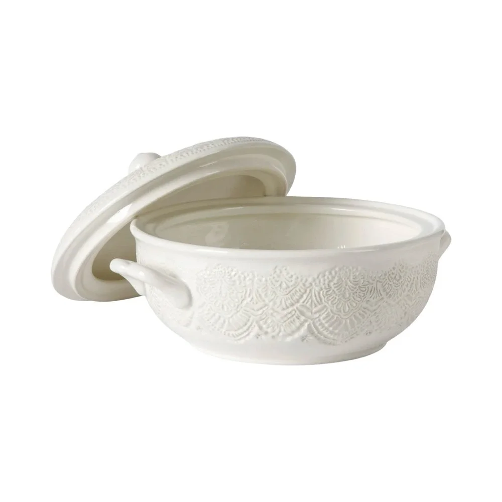 Pioneer‎ Woman Vintage Lace Stoneware Tureen Linen 11